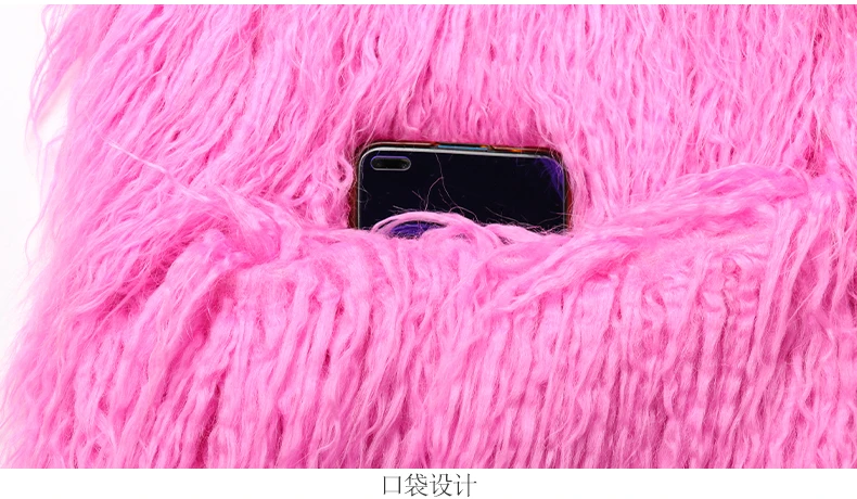 Mauroicardi Winter Thick Warm Shaggy Hairy Fluffy Colored Bright Pink Long Faux Fur Coat Women Loose Luxury Furry Overcoat 2025