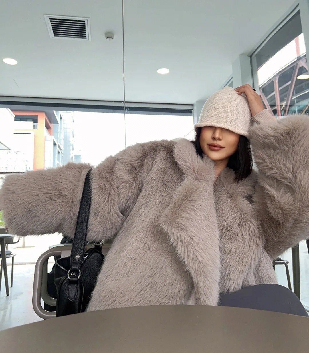 Fashionable Street Style Fox Fur Coat Loose Suit Collar Medium Long Imitation Fur Coat For Women Autumn-winter fur overcoat