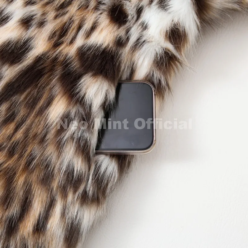 Neo Mint Vintage Stylish Loepard Faux Fur Coat Women 2025 Winter Chic Iconic Ins Blogger Brand Fashion Fox Fur Jacket Streetwear
