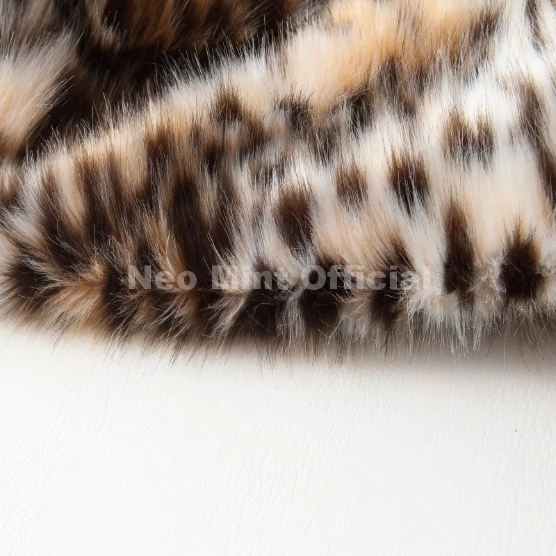 Neo Mint Vintage Stylish Loepard Faux Fur Coat Women 2025 Winter Chic Iconic Ins Blogger Brand Fashion Fox Fur Jacket Streetwear