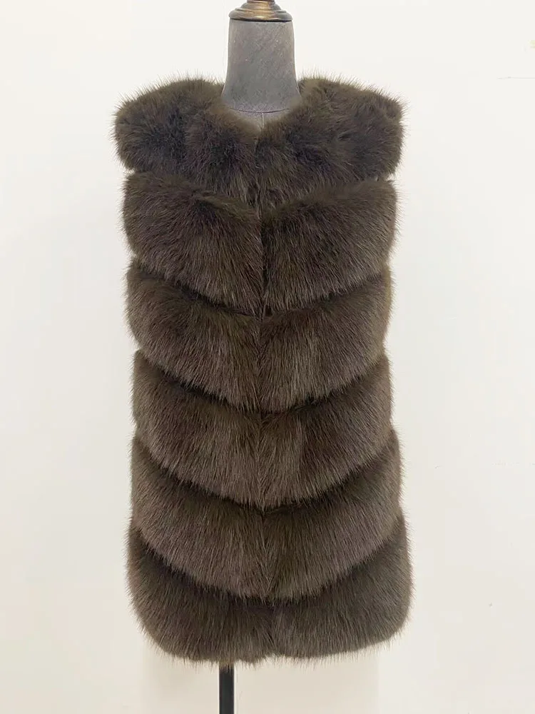 ZARORIN Faux Fur Vest Fashion Faux Fur Coats Women Sleeveless Long fur Jacket Gilet Fourrure manteau femme faux fur vests S-4XL