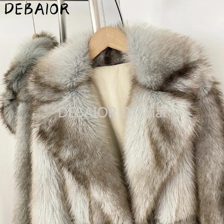 OFTBUY Women's New Autumn Winter Faux Fur Long Coat Notched Lapel Belted Gradient Faux Fur Jacket Thick Warm Clothes Outerwear