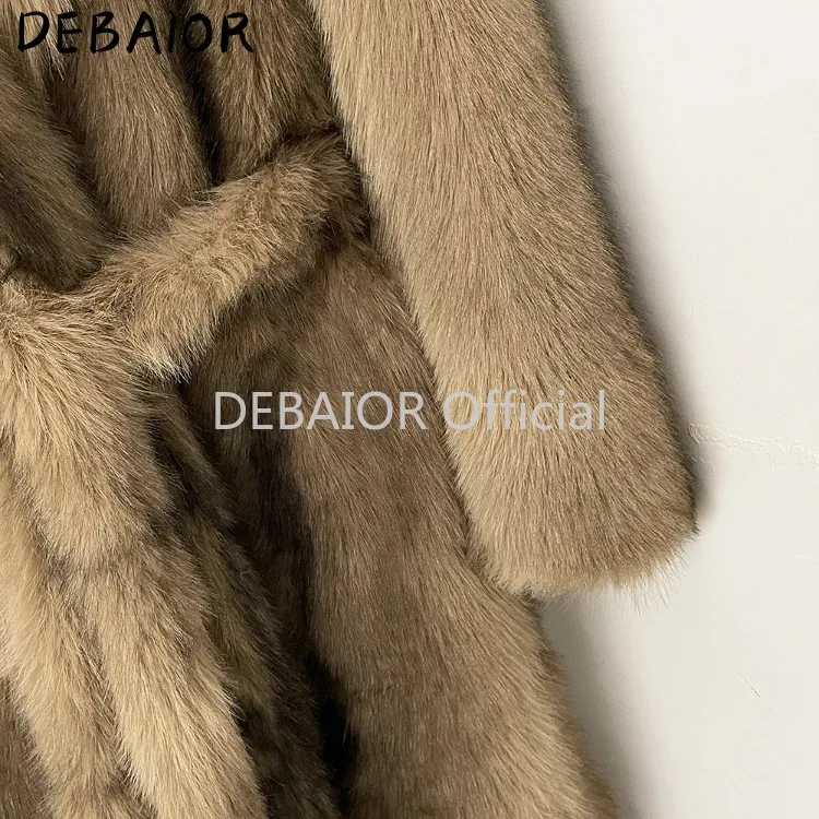OFTBUY Women's New Autumn Winter Faux Fur Long Coat Notched Lapel Belted Gradient Faux Fur Jacket Thick Warm Clothes Outerwear