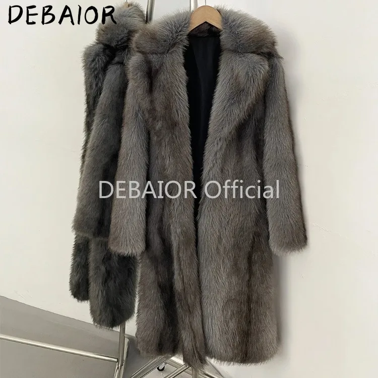 OFTBUY Women's New Autumn Winter Faux Fur Long Coat Notched Lapel Belted Gradient Faux Fur Jacket Thick Warm Clothes Outerwear