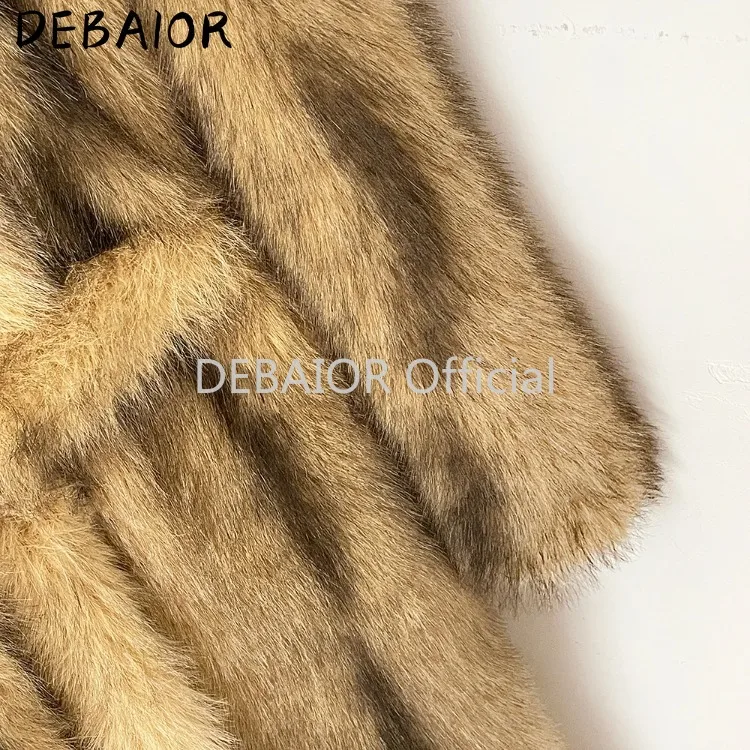 OFTBUY Women's New Autumn Winter Faux Fur Long Coat Notched Lapel Belted Gradient Faux Fur Jacket Thick Warm Clothes Outerwear