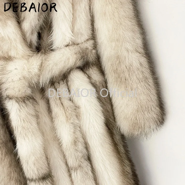 OFTBUY Women's New Autumn Winter Faux Fur Long Coat Notched Lapel Belted Gradient Faux Fur Jacket Thick Warm Clothes Outerwear