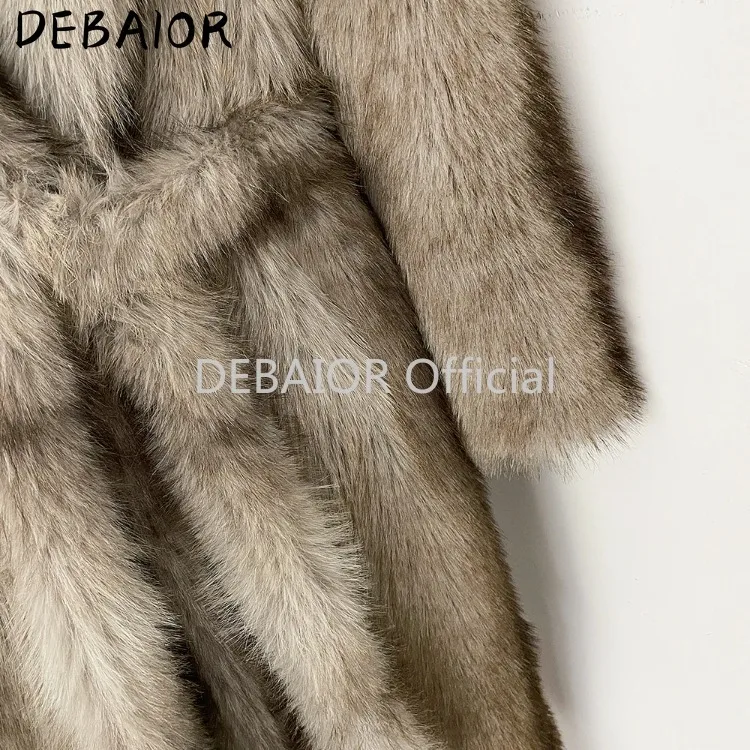 OFTBUY Women's New Autumn Winter Faux Fur Long Coat Notched Lapel Belted Gradient Faux Fur Jacket Thick Warm Clothes Outerwear
