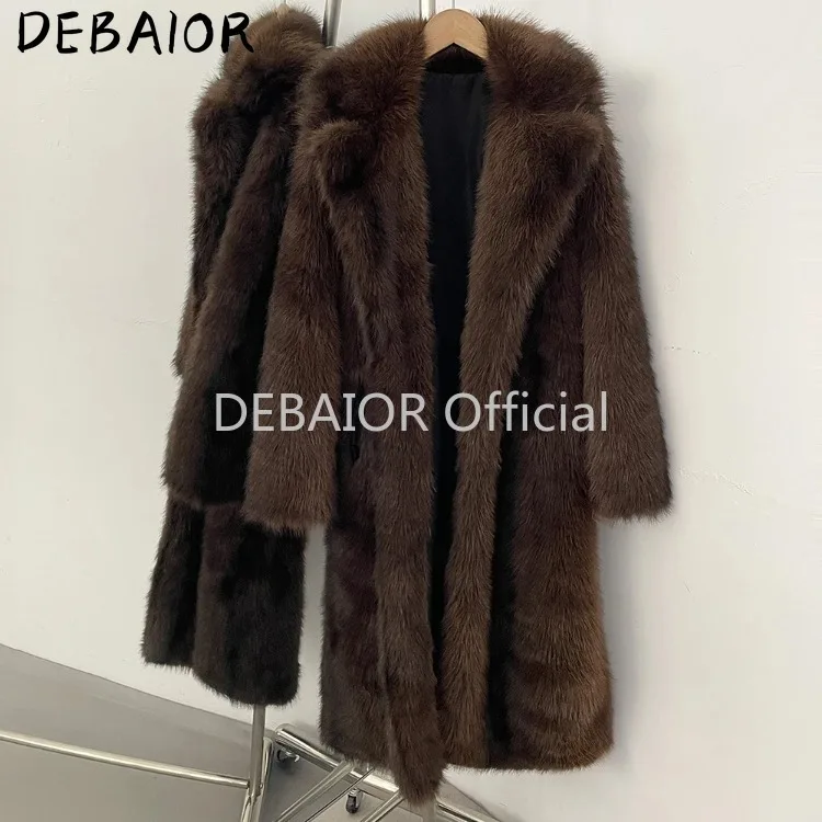 OFTBUY Women's New Autumn Winter Faux Fur Long Coat Notched Lapel Belted Gradient Faux Fur Jacket Thick Warm Clothes Outerwear
