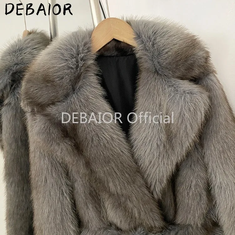 OFTBUY Women's New Autumn Winter Faux Fur Long Coat Notched Lapel Belted Gradient Faux Fur Jacket Thick Warm Clothes Outerwear
