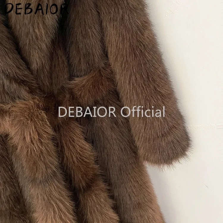 OFTBUY Women's New Autumn Winter Faux Fur Long Coat Notched Lapel Belted Gradient Faux Fur Jacket Thick Warm Clothes Outerwear