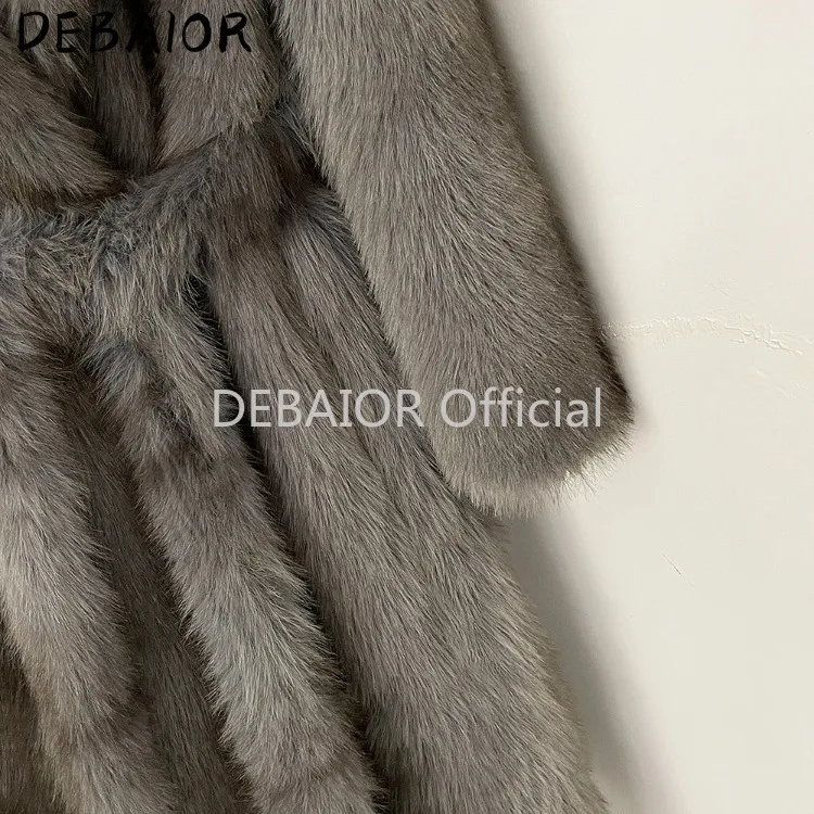 OFTBUY Women's New Autumn Winter Faux Fur Long Coat Notched Lapel Belted Gradient Faux Fur Jacket Thick Warm Clothes Outerwear