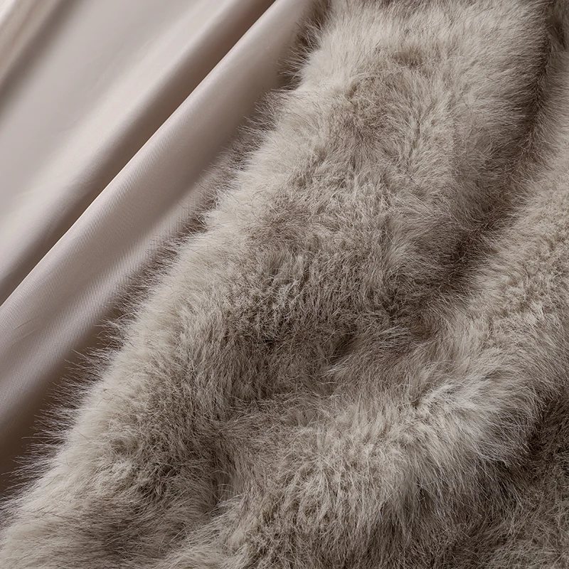 Neo Mint Luxury Mob Wife Aesthetic Long Faux Fur Coat Women Winter 2024 Fluffy Gradient Fox Fur Jacket Female Furry Overcoat