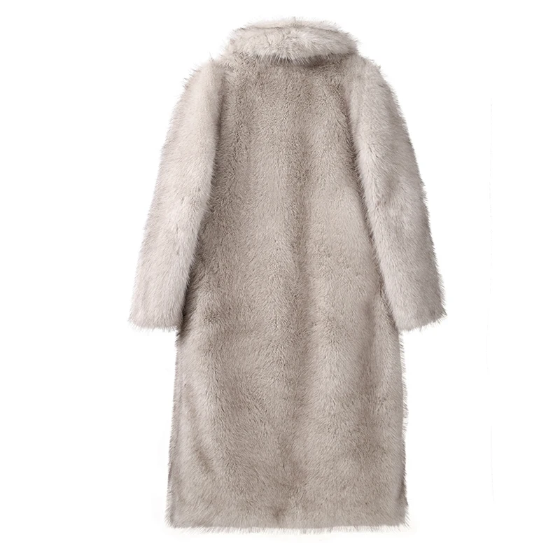 Neo Mint Luxury Mob Wife Aesthetic Long Faux Fur Coat Women Winter 2024 Fluffy Gradient Fox Fur Jacket Female Furry Overcoat