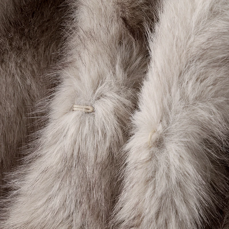 Neo Mint Luxury Mob Wife Aesthetic Long Faux Fur Coat Women Winter 2024 Fluffy Gradient Fox Fur Jacket Female Furry Overcoat