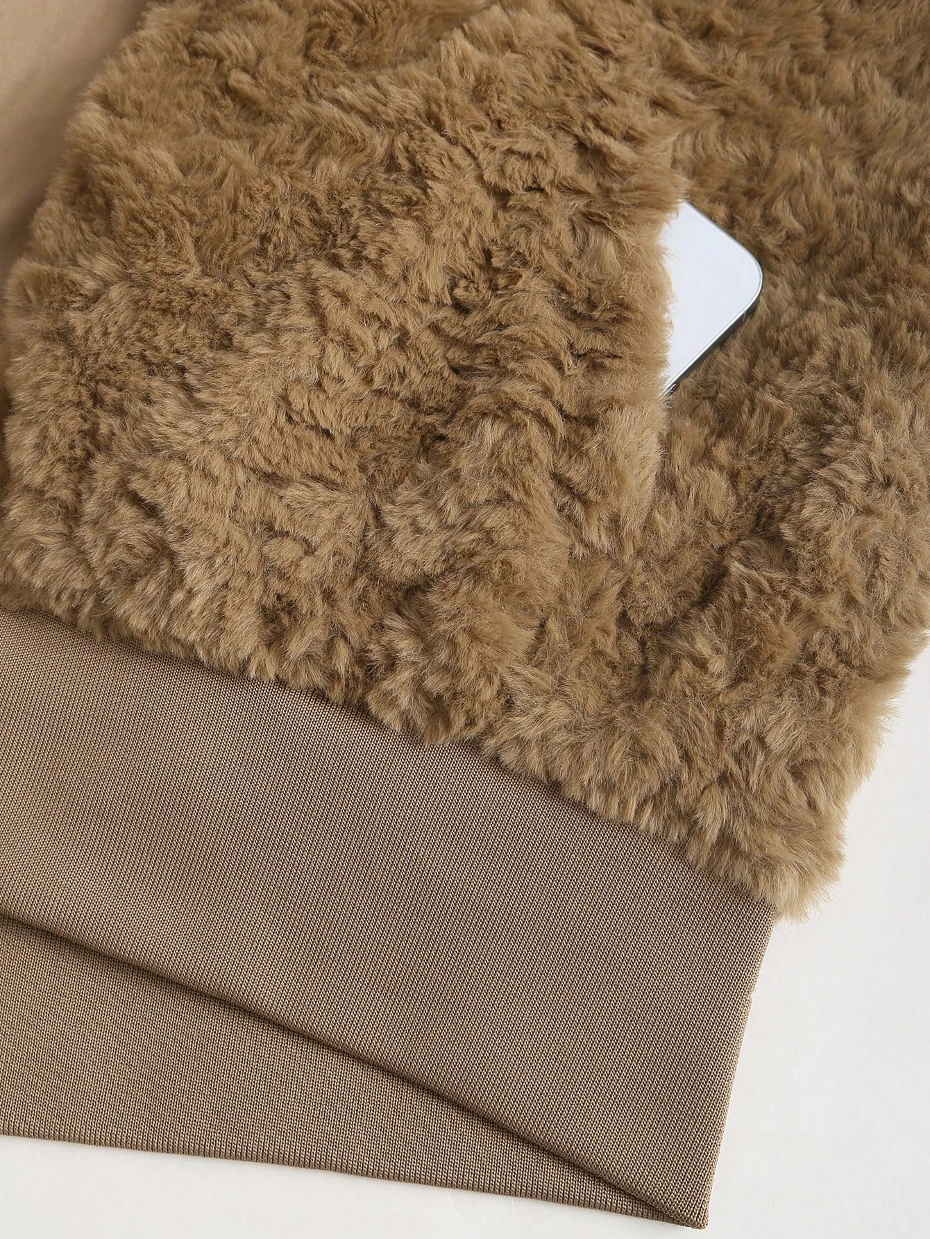 IG Women Stand Collar Zip-Up Fuzzy Cropped Jacket, Ribbed Hem & Cuffs, Long Sleeve Winter Warm Casual Fluffy Outerwear
