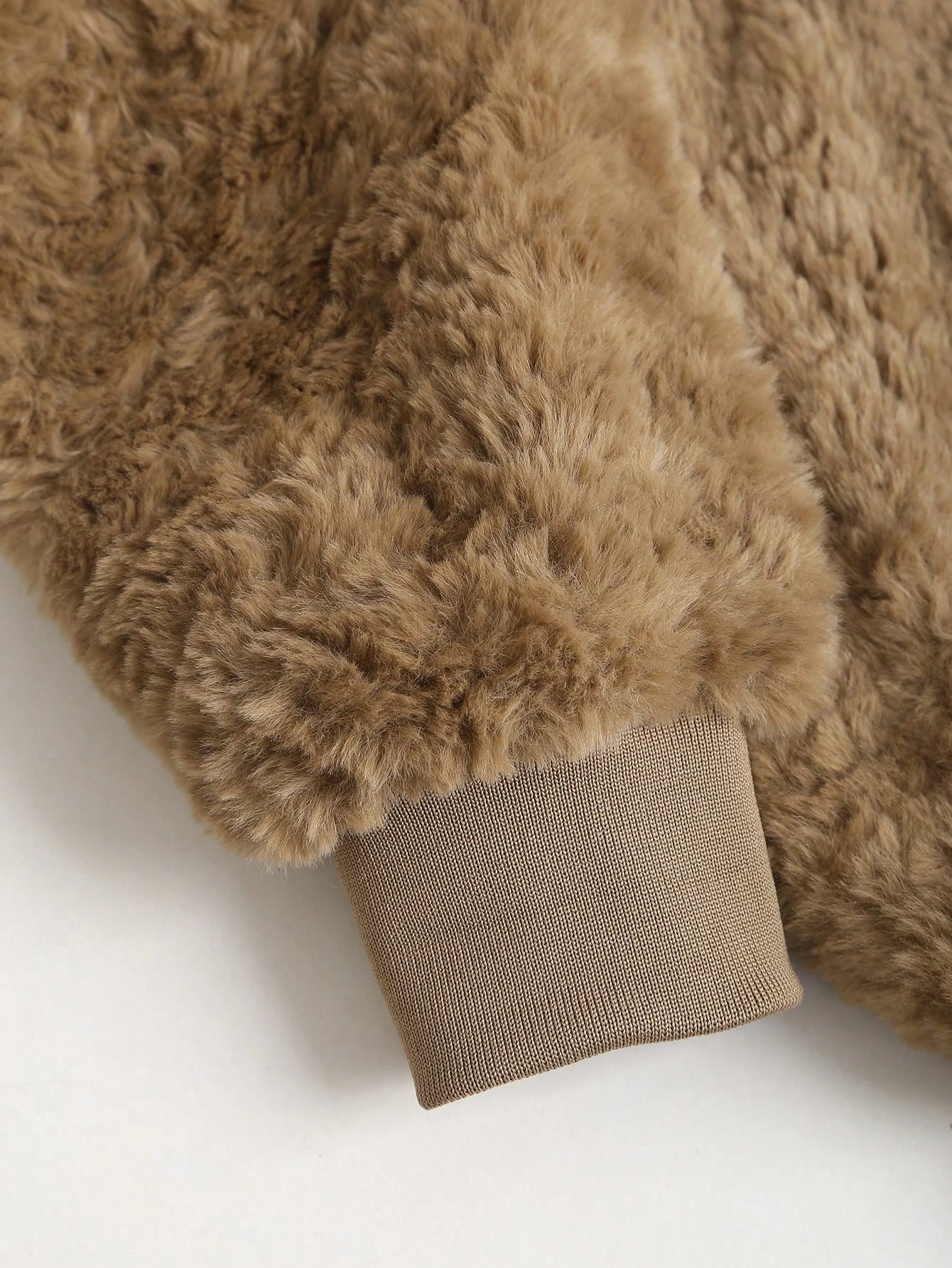 IG Women Stand Collar Zip-Up Fuzzy Cropped Jacket, Ribbed Hem & Cuffs, Long Sleeve Winter Warm Casual Fluffy Outerwear