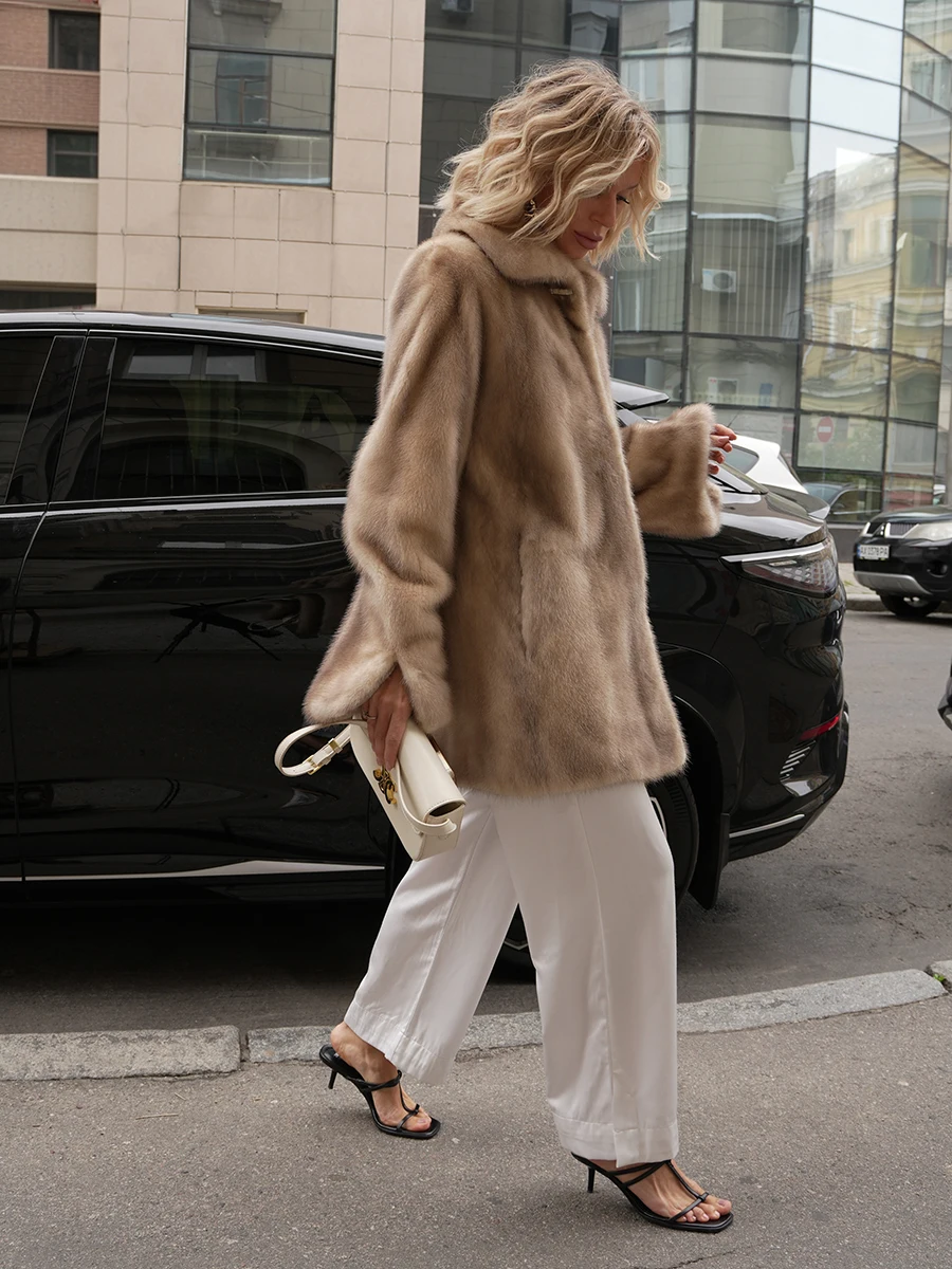 Women Winter Faux Fur Coat Warm Fluffy Mink Jacket Beige Camel Old Money Style 2026 New Lapel Collar Oversized Luxury Outerwear