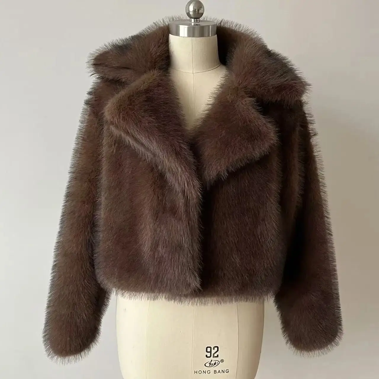 Autumn Winter Faux Fur Coat  Suit Collar Thickened Warm Fluffy CoatShort Street Style Fox Fur Jacket Peludo Chaqueta Mujer