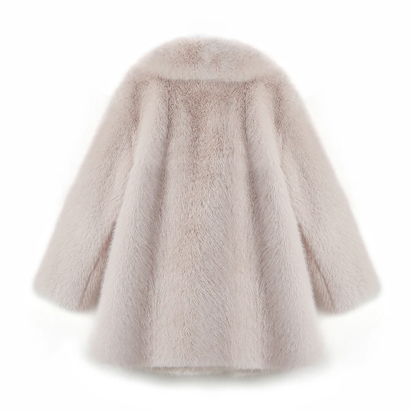 Lapels Faux Fur Coat Women 2024 Winter Brand Designer Fluffy Fox Fur Jacket Luxury Furry Overcoats Girl Stylish Long Outerwear