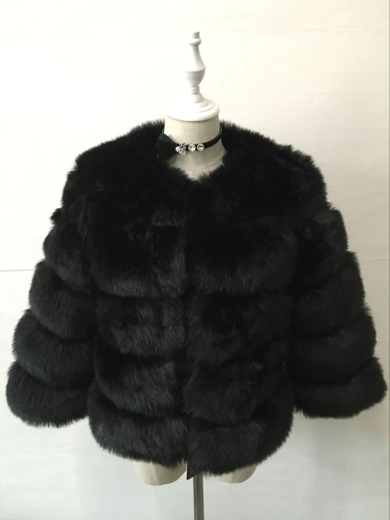 DEAT Fashion Orange Imitation Fox Fur Grass Coat Women's Round Neck Plush Thick Jacket Winter New 7A1578