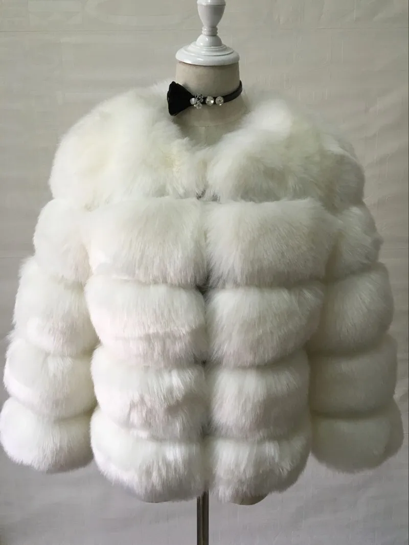 DEAT Fashion Orange Imitation Fox Fur Grass Coat Women's Round Neck Plush Thick Jacket Winter New 7A1578