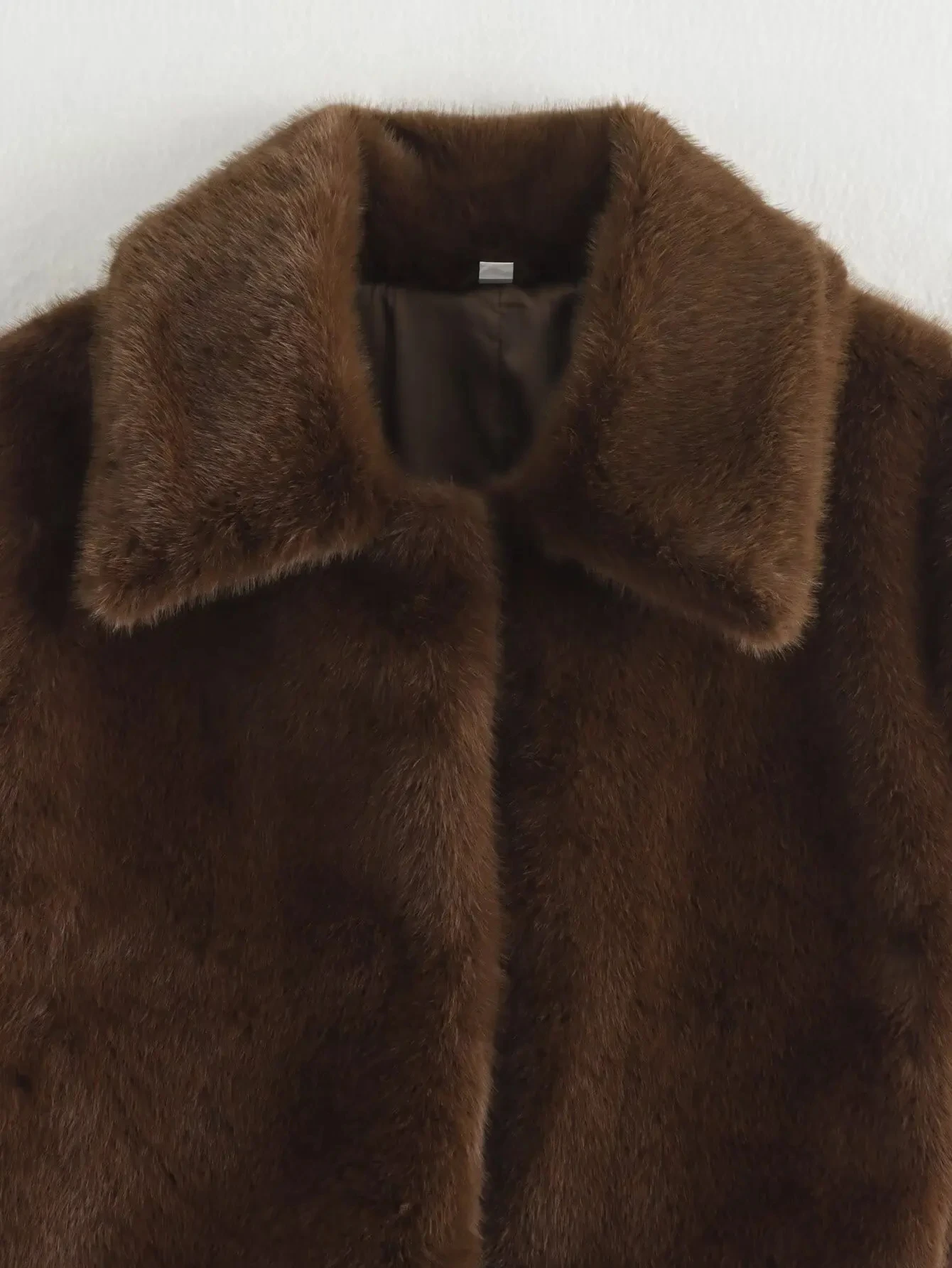 HH Winter Women's Fashion Faux Fur Warm Coats Solid Long Sleeves Lapel Single Breasted Pockets Chic Coat Vintage Outerwear