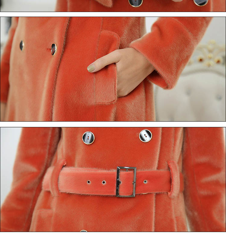 Nerazzurri Spring Long Trench Coat for Women Fashion Autumn Double Breasted Casual Slim British Style Orange Faux Fur Overcoat