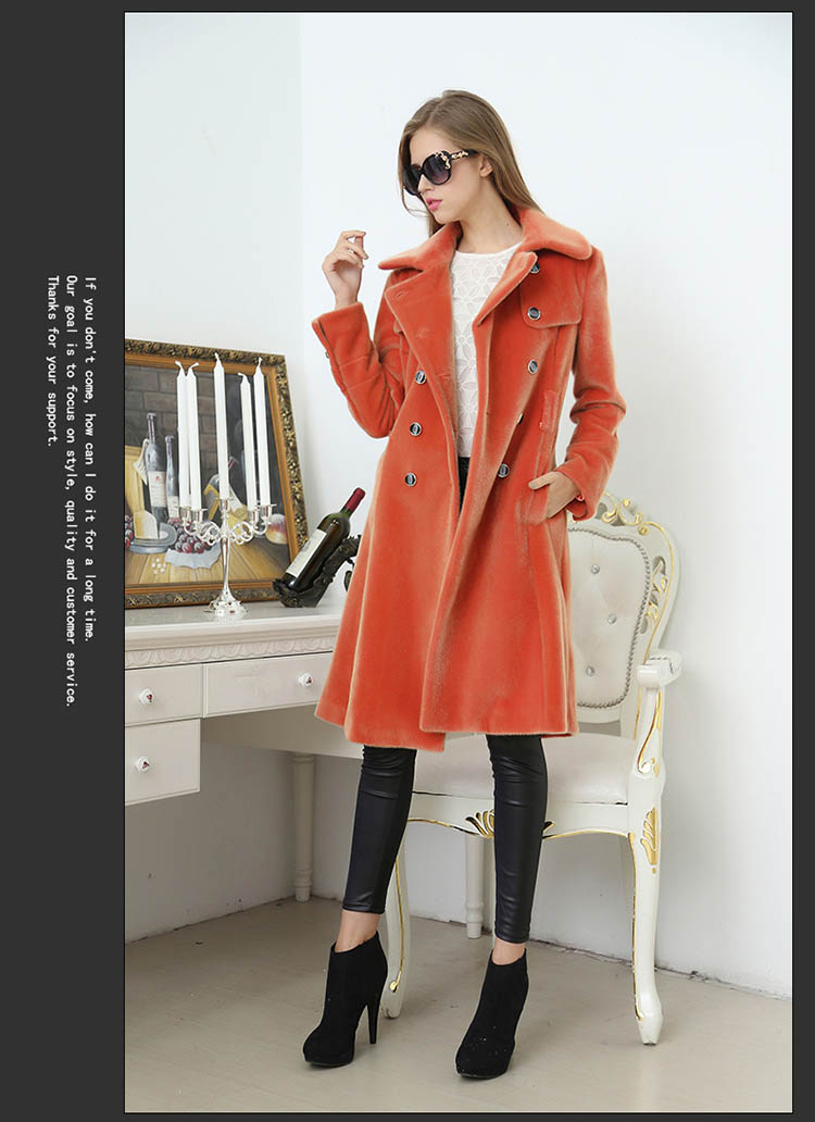 Nerazzurri Spring Long Trench Coat for Women Fashion Autumn Double Breasted Casual Slim British Style Orange Faux Fur Overcoat