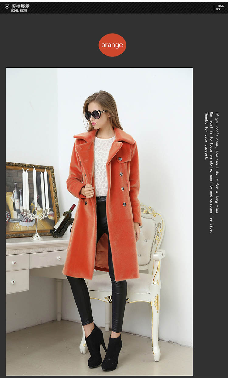 Nerazzurri Spring Long Trench Coat for Women Fashion Autumn Double Breasted Casual Slim British Style Orange Faux Fur Overcoat