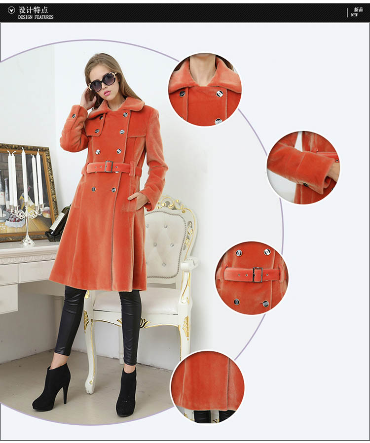 Nerazzurri Spring Long Trench Coat for Women Fashion Autumn Double Breasted Casual Slim British Style Orange Faux Fur Overcoat