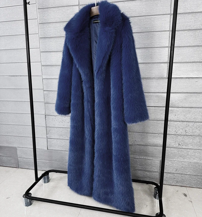 ZADORIN 130cm Super Long Fluffy Faux Fur Coat Woman Jacket Winter Lapel Thicken White Faux Fur Coats Jacket for Women Outerwears