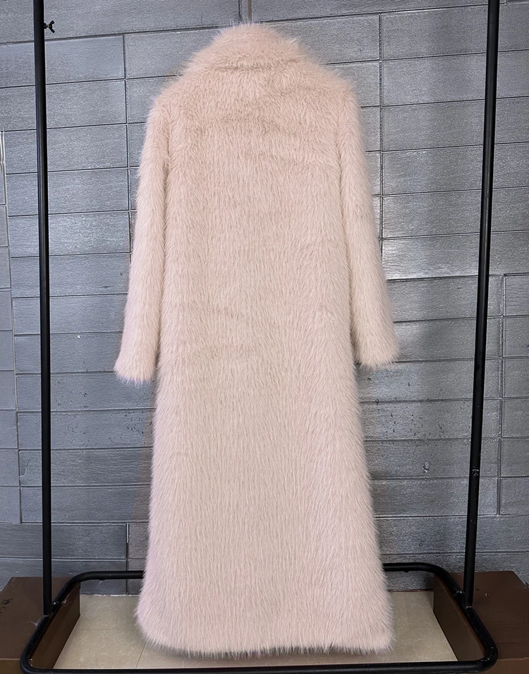 ZADORIN 130cm Super Long Fluffy Faux Fur Coat Woman Jacket Winter Lapel Thicken White Faux Fur Coats Jacket for Women Outerwears