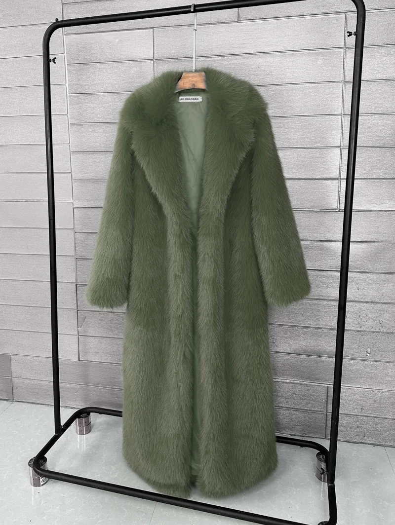 ZADORIN 130cm Super Long Fluffy Faux Fur Coat Woman Jacket Winter Lapel Thicken White Faux Fur Coats Jacket for Women Outerwears