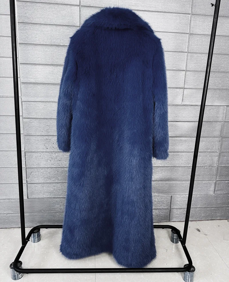 ZADORIN 130cm Super Long Fluffy Faux Fur Coat Woman Jacket Winter Lapel Thicken White Faux Fur Coats Jacket for Women Outerwears