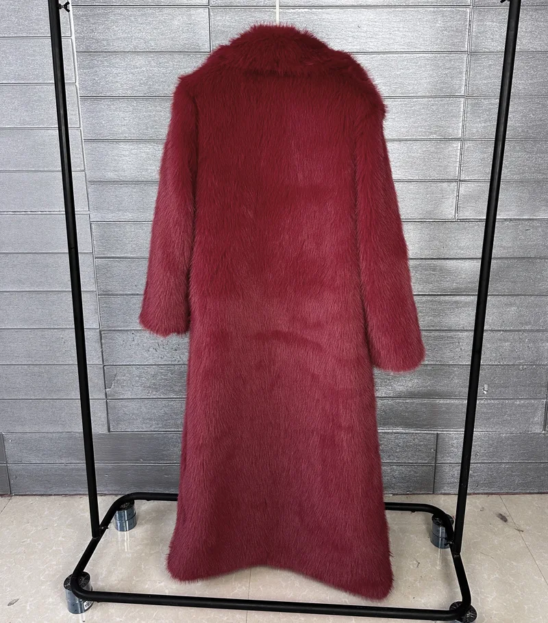 ZADORIN 130cm Super Long Fluffy Faux Fur Coat Woman Jacket Winter Lapel Thicken White Faux Fur Coats Jacket for Women Outerwears