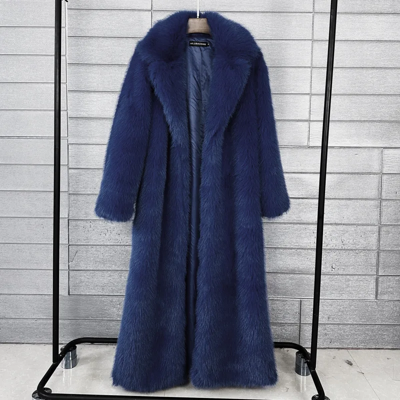 ZADORIN 130cm Super Long Fluffy Faux Fur Coat Woman Jacket Winter Lapel Thicken White Faux Fur Coats Jacket for Women Outerwears