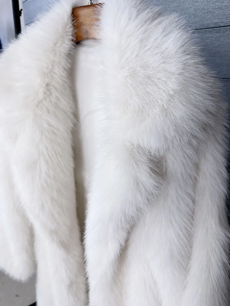 ZADORIN 130cm Super Long Fluffy Faux Fur Coat Woman Jacket Winter Lapel Thicken White Faux Fur Coats Jacket for Women Outerwears
