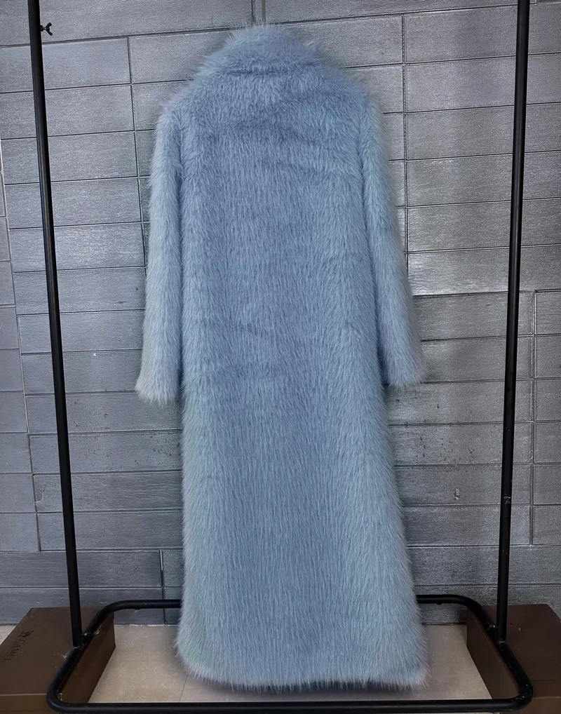 ZADORIN 130cm Super Long Fluffy Faux Fur Coat Woman Jacket Winter Lapel Thicken White Faux Fur Coats Jacket for Women Outerwears