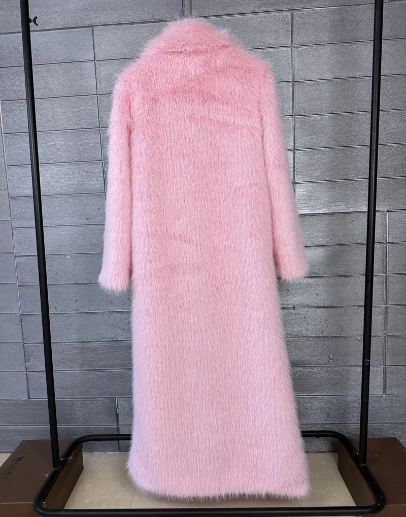 ZADORIN 130cm Super Long Fluffy Faux Fur Coat Woman Jacket Winter Lapel Thicken White Faux Fur Coats Jacket for Women Outerwears