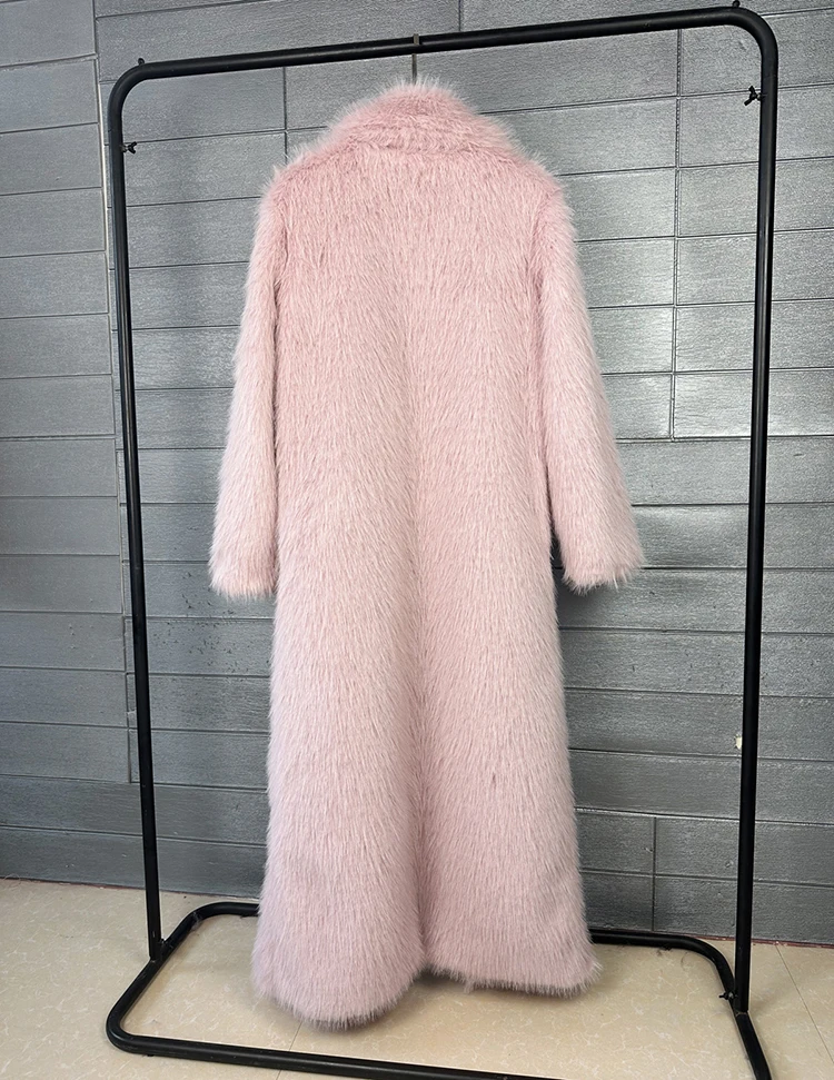 ZADORIN 130cm Super Long Fluffy Faux Fur Coat Woman Jacket Winter Lapel Thicken White Faux Fur Coats Jacket for Women Outerwears