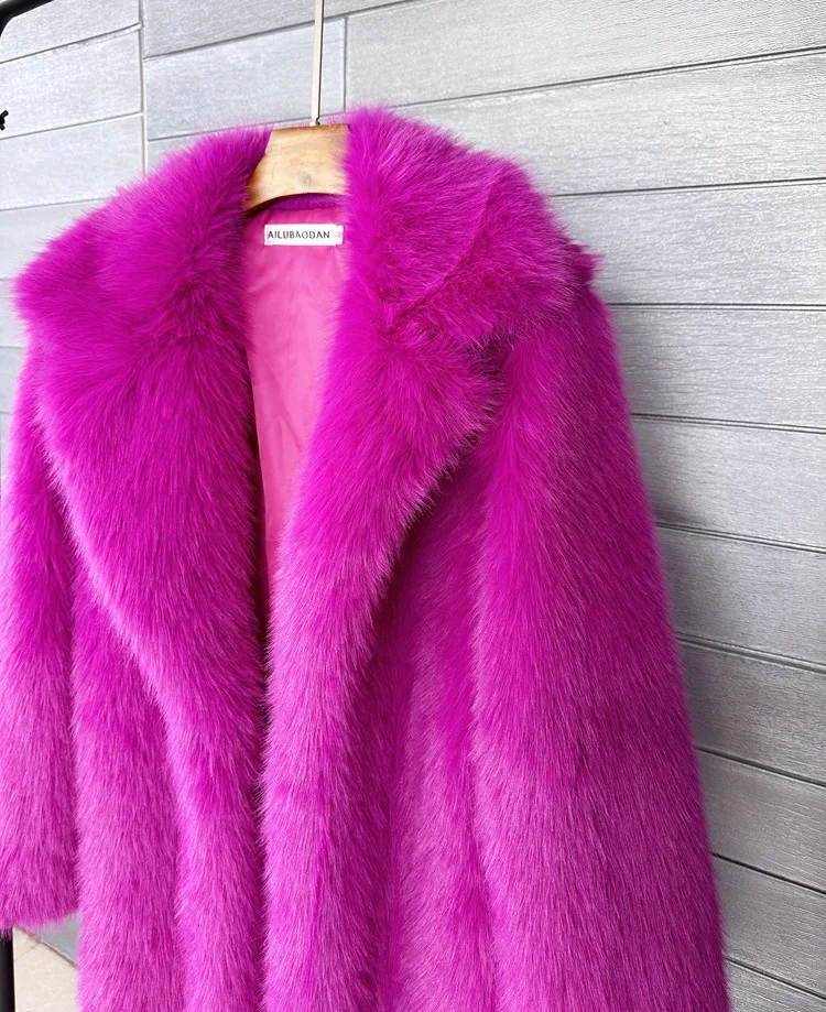 ZADORIN 130cm Super Long Fluffy Faux Fur Coat Woman Jacket Winter Lapel Thicken White Faux Fur Coats Jacket for Women Outerwears