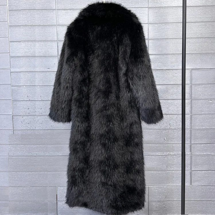 ZADORIN 130cm Super Long Fluffy Faux Fur Coat Woman Jacket Winter Lapel Thicken White Faux Fur Coats Jacket for Women Outerwears