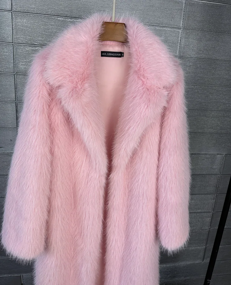 ZADORIN 130cm Super Long Fluffy Faux Fur Coat Woman Jacket Winter Lapel Thicken White Faux Fur Coats Jacket for Women Outerwears