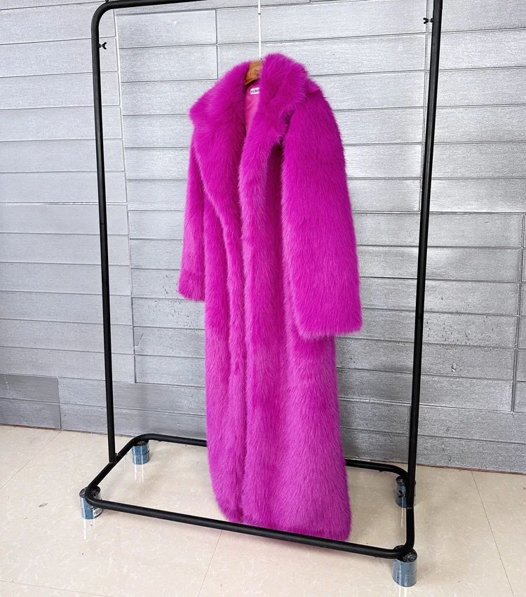 ZADORIN 130cm Super Long Fluffy Faux Fur Coat Woman Jacket Winter Lapel Thicken White Faux Fur Coats Jacket for Women Outerwears