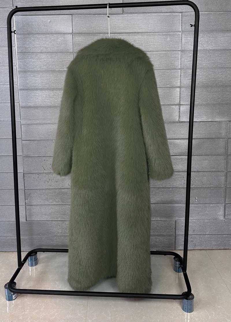 ZADORIN 130cm Super Long Fluffy Faux Fur Coat Woman Jacket Winter Lapel Thicken White Faux Fur Coats Jacket for Women Outerwears