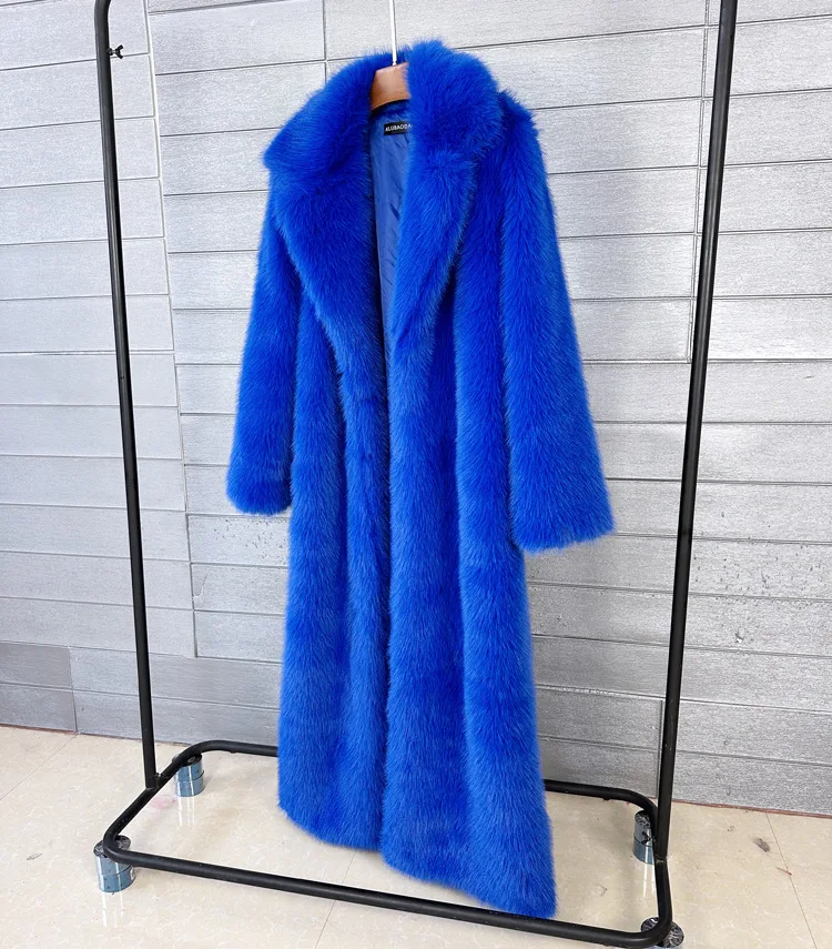 ZADORIN 130cm Super Long Fluffy Faux Fur Coat Woman Jacket Winter Lapel Thicken White Faux Fur Coats Jacket for Women Outerwears