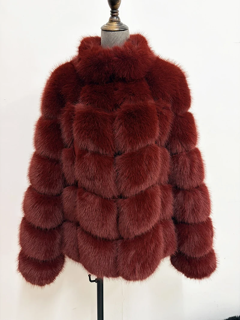 ZADORIN Winter Fur Coats Women Stand Collar Splicing Long Sleeve Fluffy Faux Fur Coat Luxury Thick Warm Fur Jacket Chic Overcoat