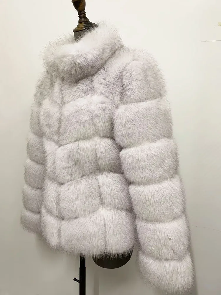 ZADORIN Winter Fur Coats Women Stand Collar Splicing Long Sleeve Fluffy Faux Fur Coat Luxury Thick Warm Fur Jacket Chic Overcoat