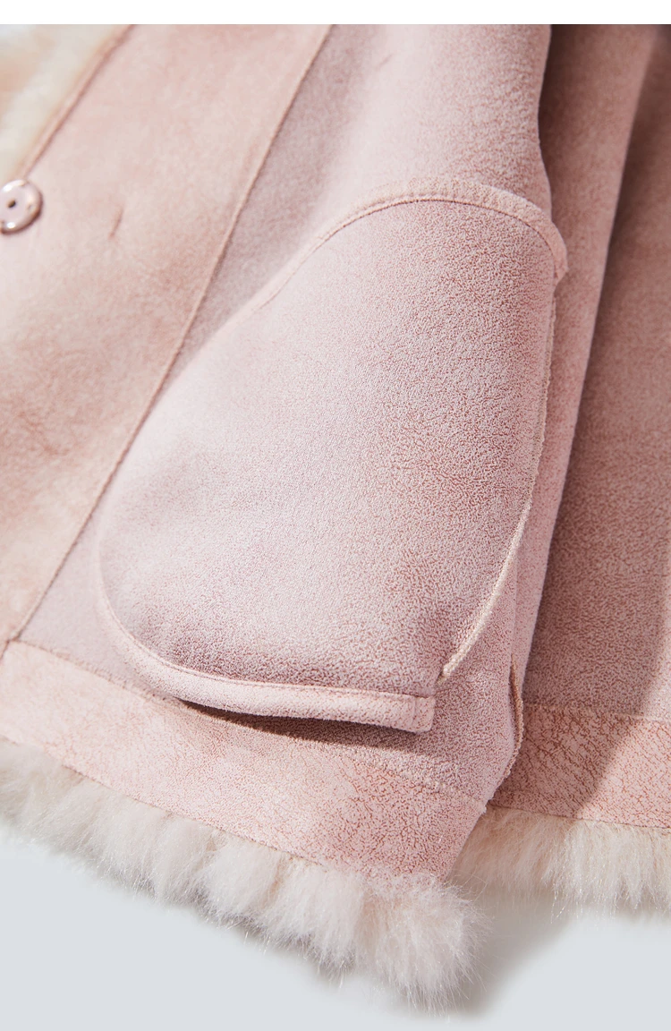 AMII Minimalist 2026 Winter New Women's Commuter V-neck Handmade Beaded Imitation Mink Fur Loose Warm Plush Jacket 12424021