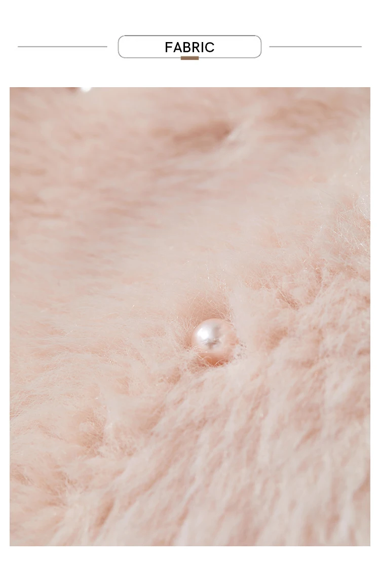 AMII Minimalist 2026 Winter New Women's Commuter V-neck Handmade Beaded Imitation Mink Fur Loose Warm Plush Jacket 12424021